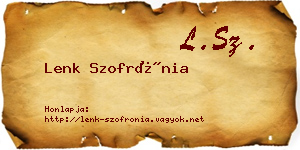 Lenk Szofrónia névjegykártya